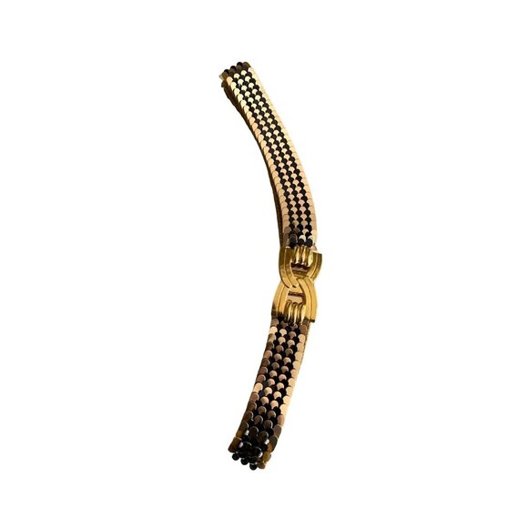 Vintage Gold Mesh Belt Interlocking Clasp Disco Rave Party Glam - Picture 1 of 5